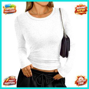 Long Sleeve Crop Top, Soft Polyester Spandex, Stretch Fit, Y2K Style, Gym Wear